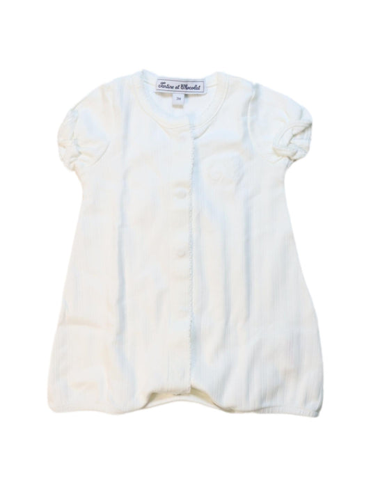 A White Short Sleeve Rompers from Tartine et Chocolat in size 0-3M for girl. (Front View)