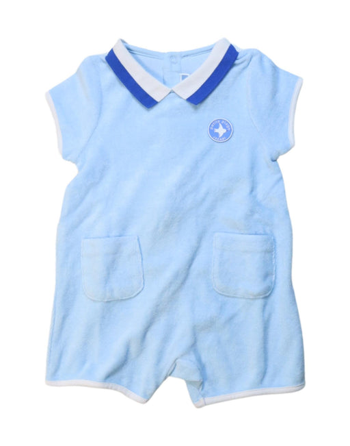 A Blue Short Sleeve Rompers from Jacadi in size 12-18M for boy. (Front View)