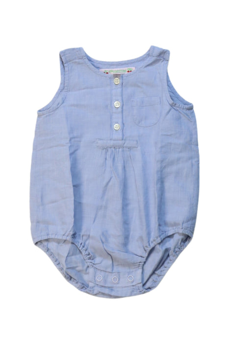 A Blue Sleeveless Bodysuits from Bonpoint in size 0-3M for girl. (Front View)