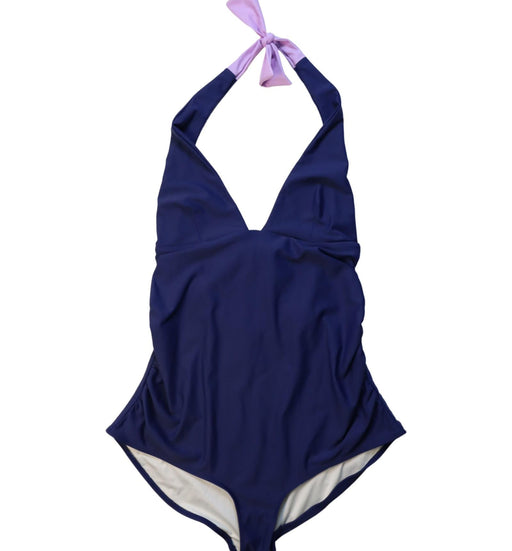 A Navy Swimsuits from Canopea in size S for maternity. (Front View)