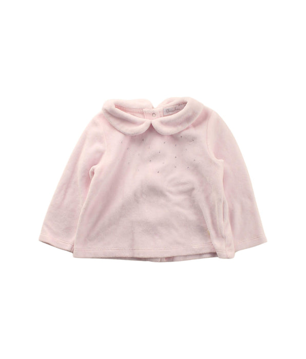 A Pink Long Sleeve Tops from Patachou in size 3-6M for girl. (Front View)