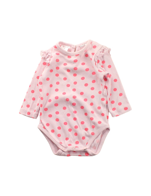 A Pink Long Sleeve Bodysuits from Seed in size 0-3M for girl. (Front View)