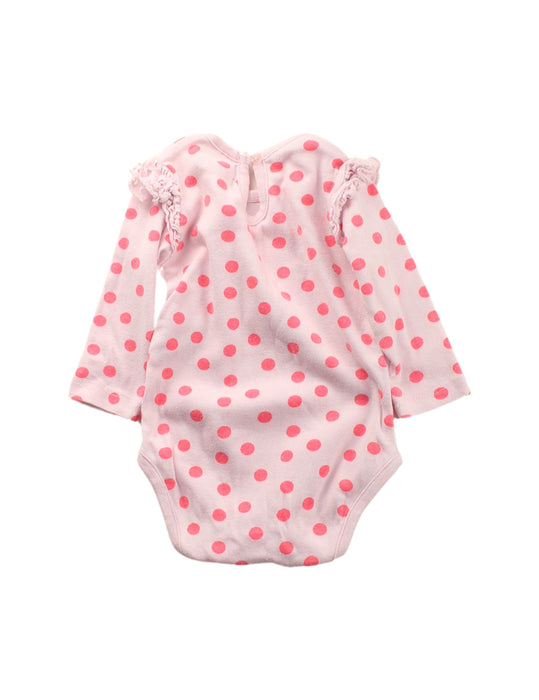 A Pink Long Sleeve Bodysuits from Seed in size 0-3M for girl. (Back View)