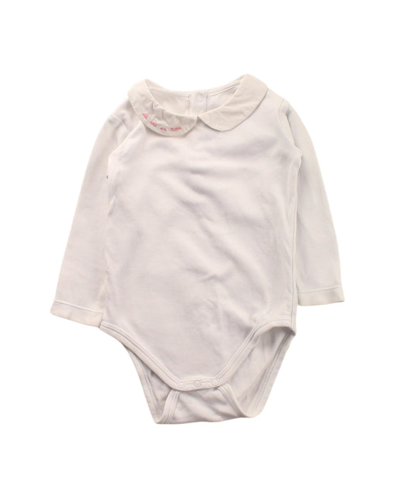 A White Long Sleeve Bodysuits from Jacadi in size 6-12M for girl. (Front View)