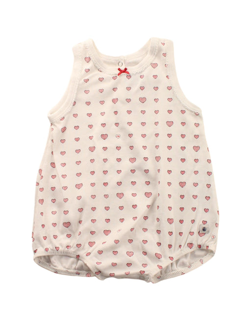 A White Sleeveless Rompers from Petit Bateau in size 3-6M for girl. (Front View)