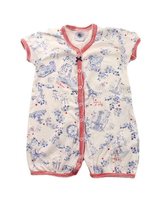 A Blue Short Sleeve Rompers from Petit Bateau in size 3-6M for girl. (Front View)