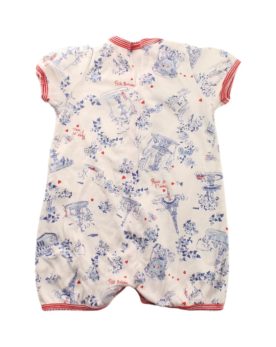 A Blue Short Sleeve Rompers from Petit Bateau in size 3-6M for girl. (Back View)