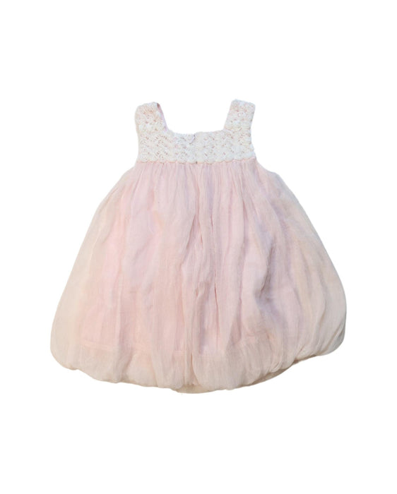 A Pink Sleeveless Dresses from Kingkow in size 18-24M for girl. (Back View)