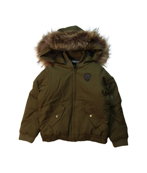 A Green Puffer/Quilted Jackets from Bonpoint in size 6T for boy. (Front View)