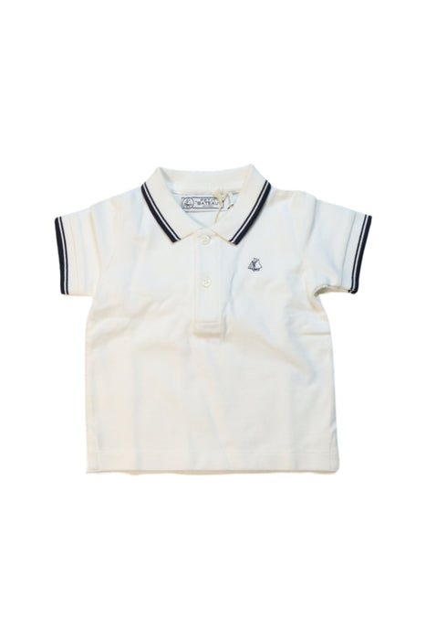 A White Short Sleeve Polos from Petit Bateau in size 6-12M for boy. (Front View)