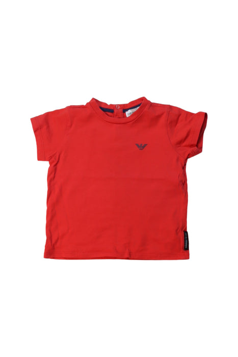 A Red Short Sleeve T Shirts from Emporio Armani in size 6-12M for boy. (Front View)