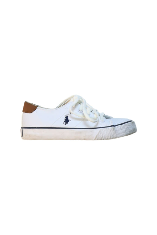 A White Sneakers from Polo Ralph Lauren in size 4T for boy. (Front View)