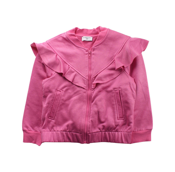 A Pink Zippered Sweatshirts from Monnalisa in size 6T for girl. (Front View)