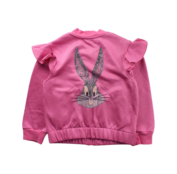 A Pink Zippered Sweatshirts from Monnalisa in size 6T for girl. (Back View)