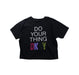 A Black Short Sleeve T Shirts from DKNY in size 8Y for girl. (Front View)