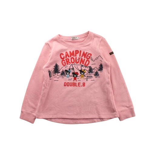 A Pink Crewneck Sweatshirts from Miki House in size 4T for girl. (Front View)