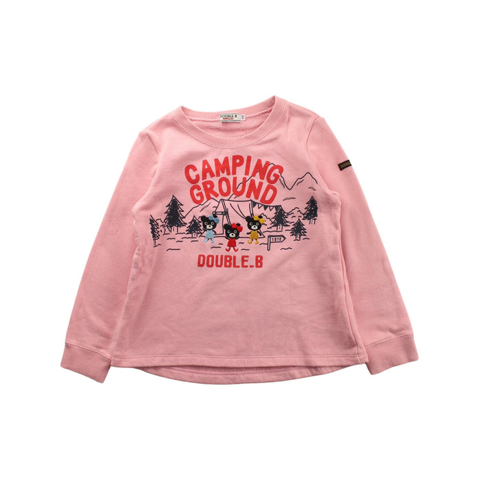 A Pink Crewneck Sweatshirts from Miki House in size 4T for girl. (Front View)