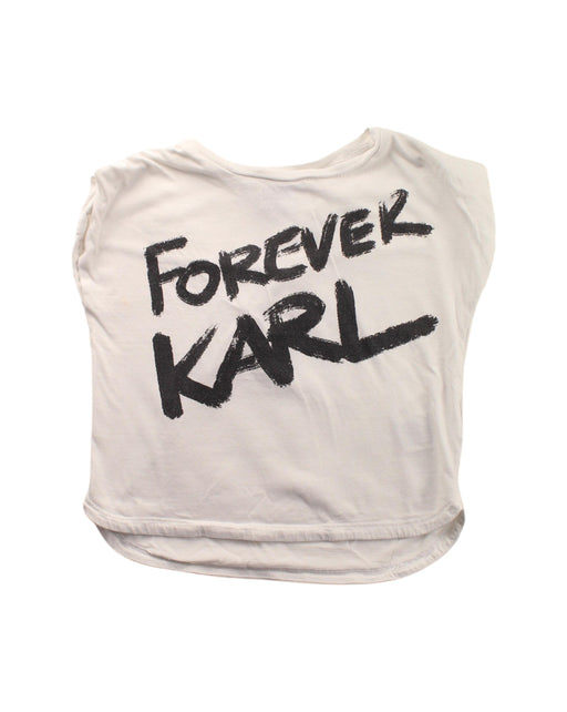 A White Sleeveless T Shirts from Karl Lagerfeld in size 6T for girl. (Front View)