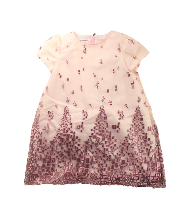 A Pink Short Sleeve Dresses from I Pinco Pallino in size 4T for girl. (Front View)