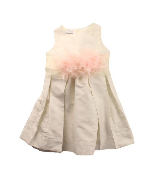 A White Sleeveless Dresses from I Pinco Pallino in size 4T for girl. (Front View)