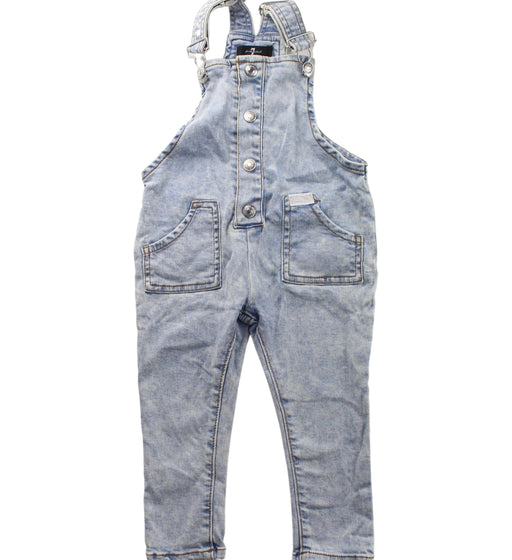 A Blue Long Overalls from 7 For All Mankind in size 2T for girl. (Front View)