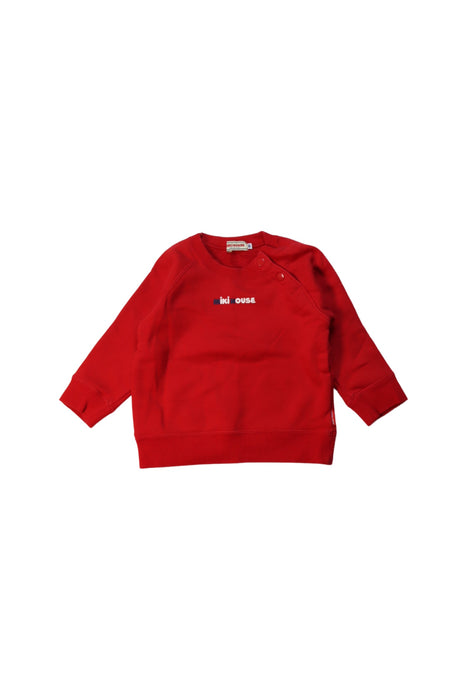 A Red Buttoned Sweatshirts from Miki House in size 12-18M for boy. (Front View)