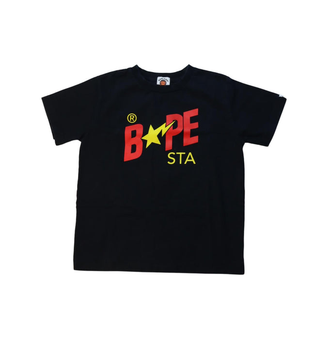 A Black Short Sleeve T Shirts from BAPE KIDS in size 7Y for boy. (Front View)