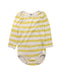 A Yellow Long Sleeve Bodysuits from Petit Bateau in size 12-18M for girl. (Front View)