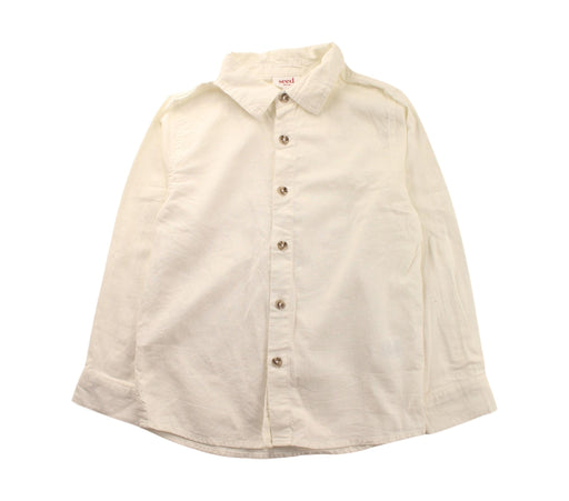 A White Long Sleeve Shirts from Seed in size 6T for boy. (Front View)