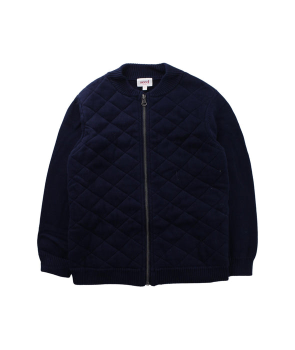 A Blue Puffer/Quilted Jackets from Seed in size 6T for boy. (Front View)