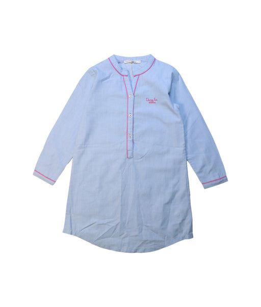 A Blue Long Sleeve Dresses from Monoprix in size 5T for girl. (Front View)