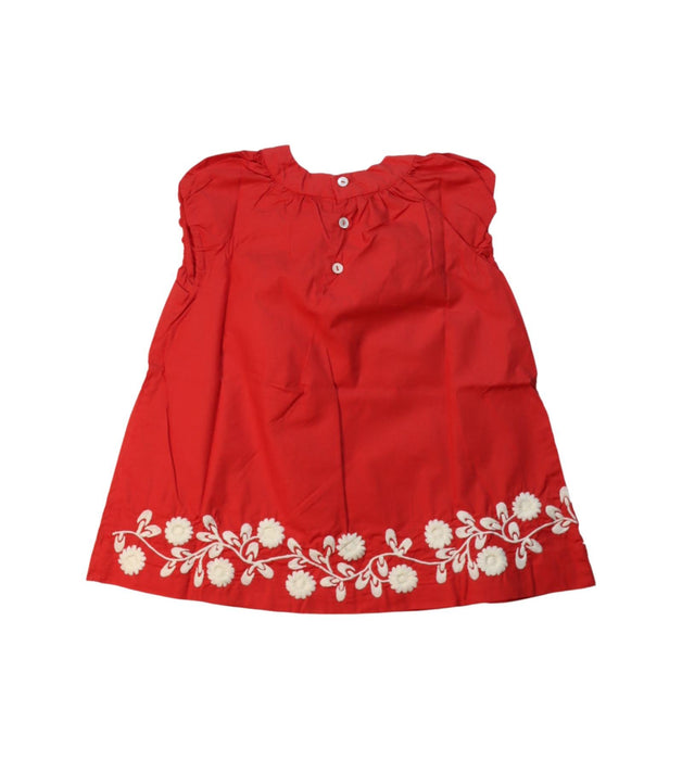 A Red Sleeveless Dresses from Bonpoint in size 12-18M for girl. (Back View)