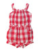 A Red Sleeveless Rompers from Jacadi in size 6-12M for girl. (Front View)