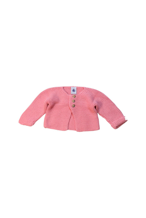 A Pink Cardigans from Petit Bateau in size 0-3M for girl. (Front View)