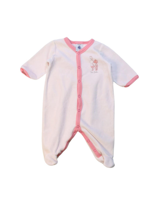 A Pink Onesies from Petit Bateau in size 0-3M for girl. (Front View)