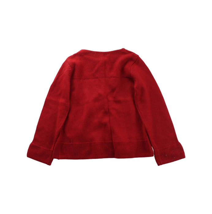 A Red Cardigans from Jacadi in size 6T for girl. (Back View)