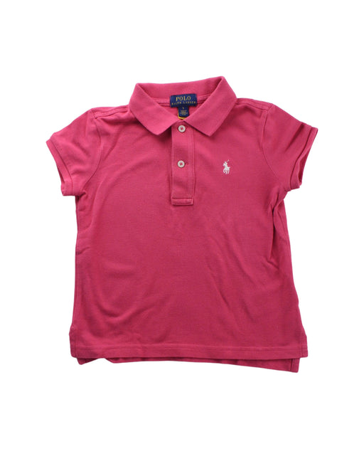 A Pink Short Sleeve Polos from Polo Ralph Lauren in size 5T for girl. (Front View)