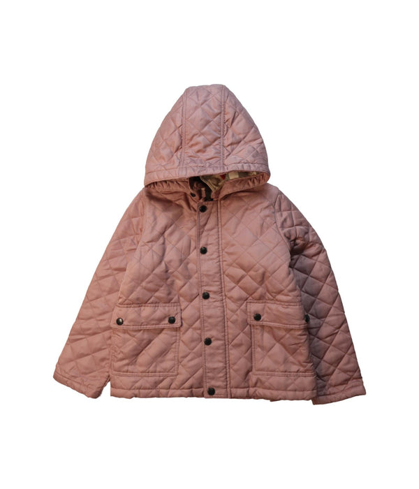A Pink Puffer/Quilted Jackets from Burberry in size 6T for girl. (Front View)