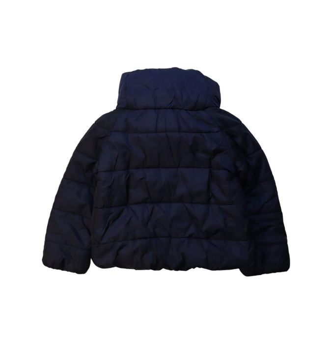 A Navy Puffer/Quilted Jackets from Monnalisa in size 4T for girl. (Back View)