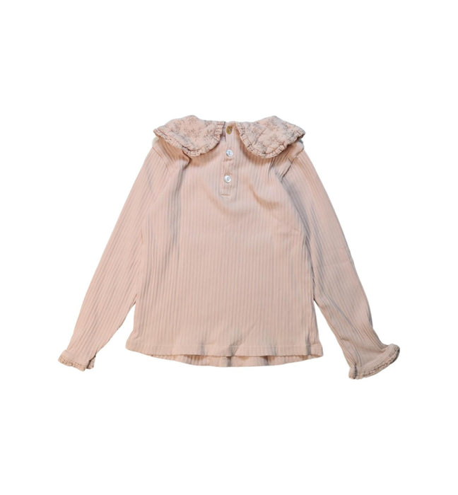 A Pink Long Sleeve Tops from Laranjinha in size 5T for girl. (Back View)