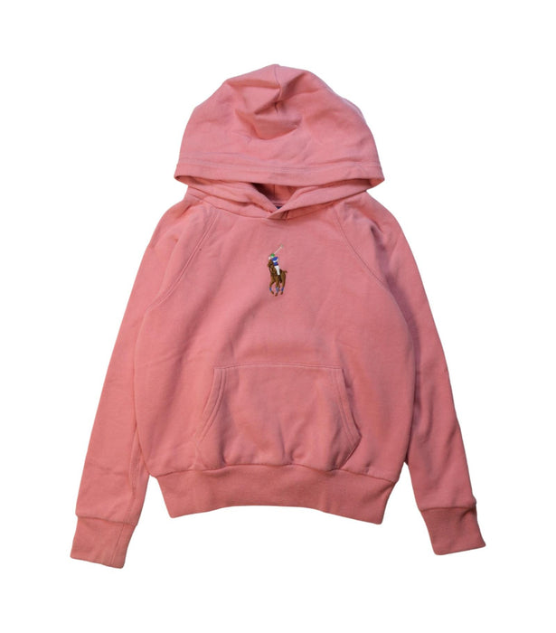 A Pink Hooded Sweatshirts from Polo Ralph Lauren in size 8Y for girl. (Front View)