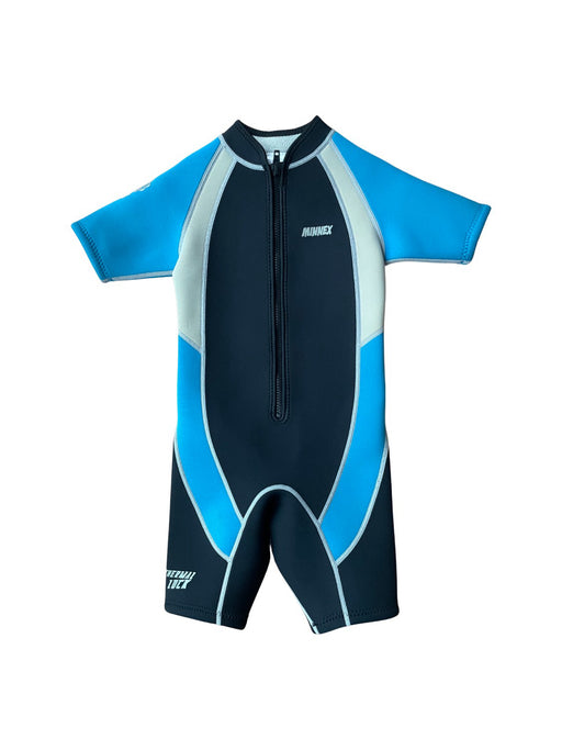 A Black Wetsuits from Minnex in size 6T for neutral. (Front View)