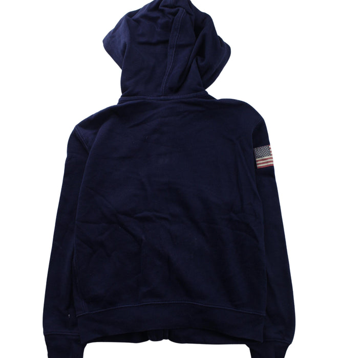 A Blue Zippered Sweatshirts from Polo Ralph Lauren in size 7Y for boy. (Back View)