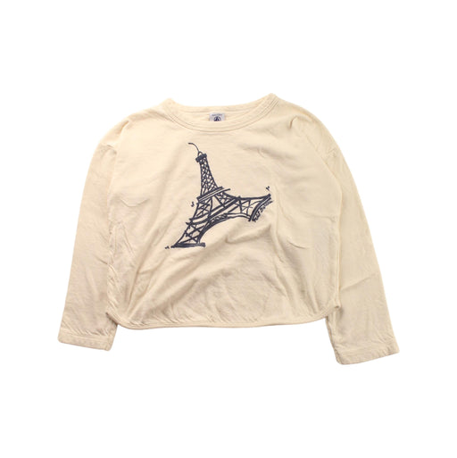 A Ivory Long Sleeve T Shirts from Petit Bateau in size 8Y for girl. (Front View)