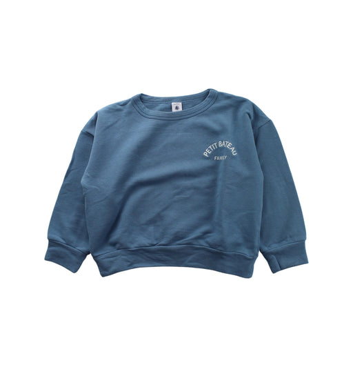 A Blue Crewneck Sweatshirts from Petit Bateau in size 6T for boy. (Front View)