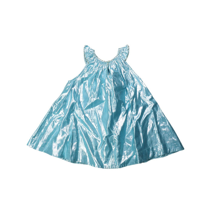 A Blue Sleeveless Dresses from Velveteen in size 3T for girl. (Back View)