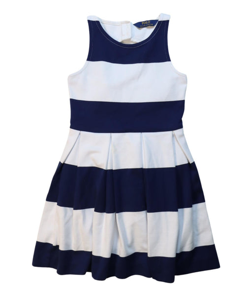 A Navy Sleeveless Dresses from Polo Ralph Lauren in size 6T for girl. (Front View)