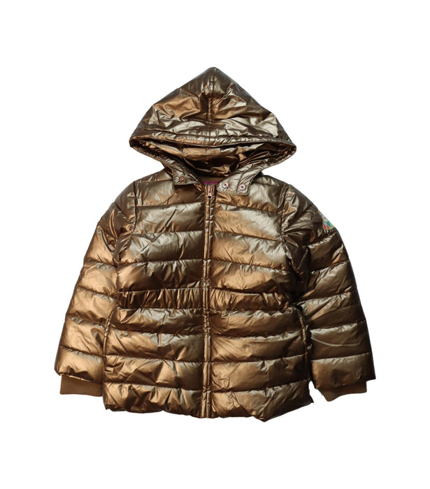 A Gold Puffer/Quilted Jackets from La Compagnie des Petits in size 6T for boy. (Front View)
