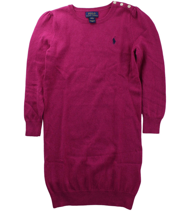 A Pink Sweater Dresses from Polo Ralph Lauren in size 5T for girl. (Front View)