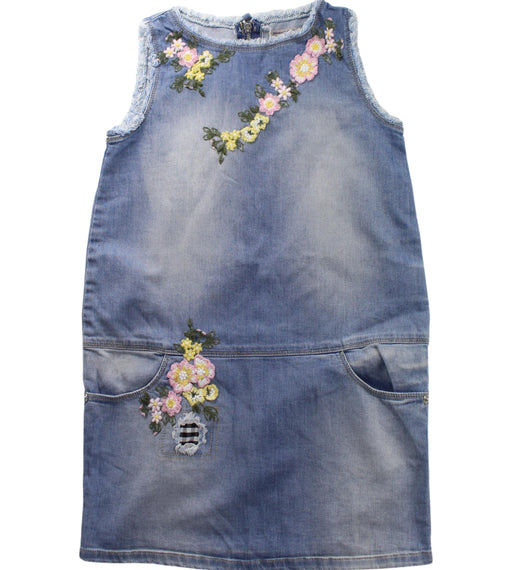 A Blue Sleeveless Dresses from Ermanno Scervino in size 6T for girl. (Front View)